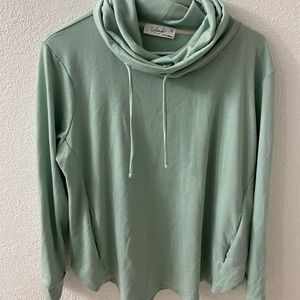 Sage lightweight hooded pullover top